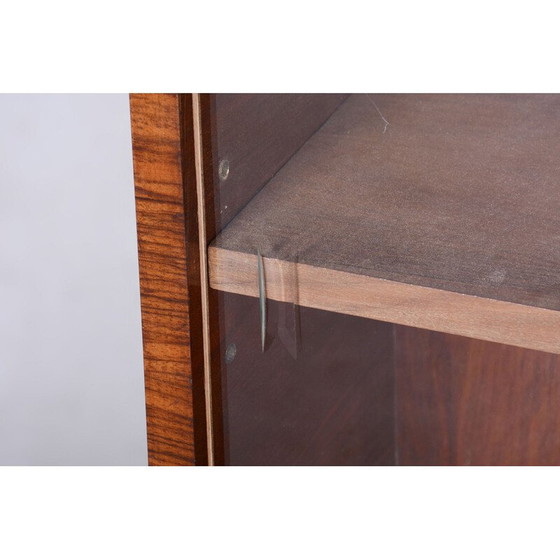 Image 1 of Libreria vintage Art Déco in noce e vetro, Cecoslovacchia 1930