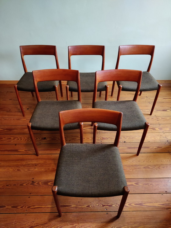 Image 1 of Niels Otto Møller No. 77, 6 chairs, teak and textile