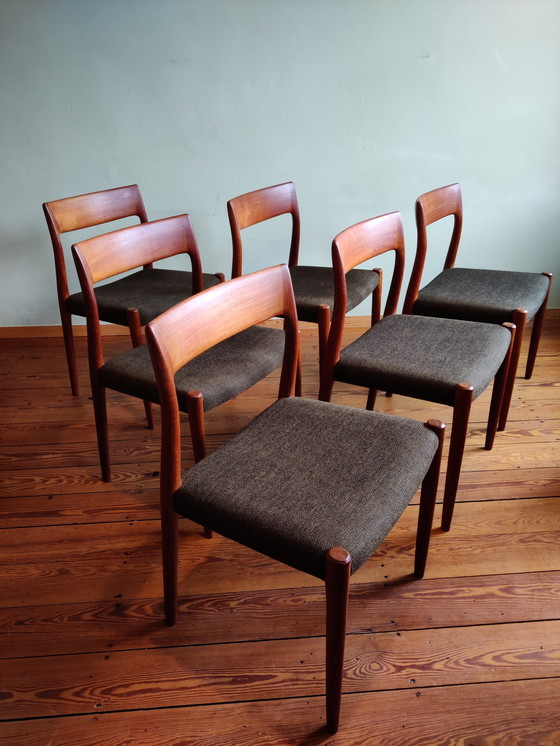 Image 1 of Niels Otto Møller No. 77, 6 chairs, teak and textile