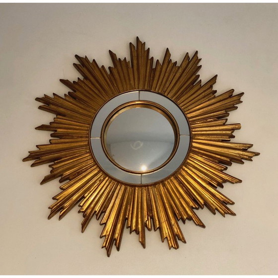Image 1 of Vintage sunshine mirror in gold resin, France 1970s