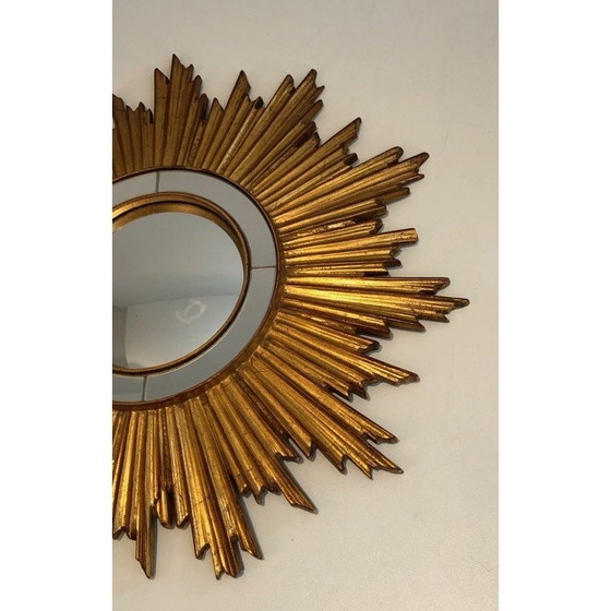 Image 1 of Vintage sunshine mirror in gold resin, France 1970s