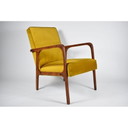 Vintage polish armchair b-04, gold velvet 1970