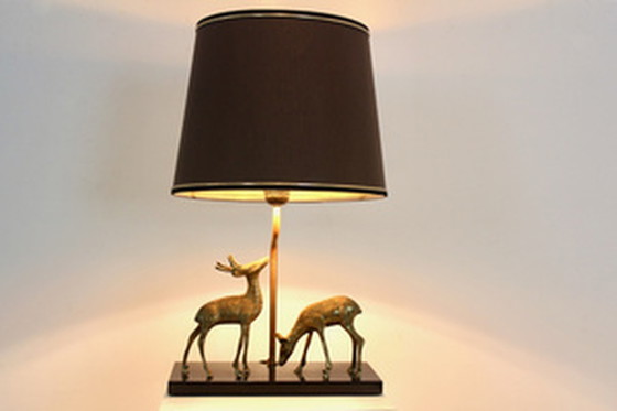 Image 1 of Deknudt brass deer sculpture table lamp