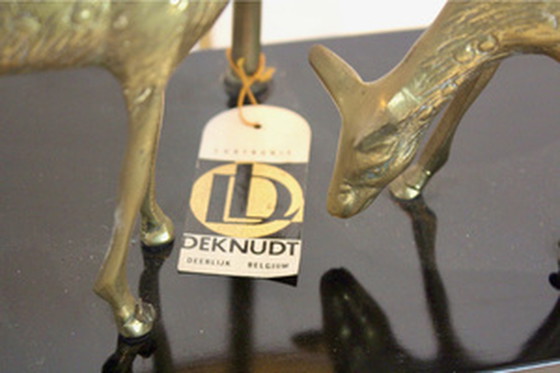 Image 1 of Deknudt brass deer sculpture table lamp