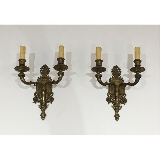Image 1 of Pair of vintage bronze pendant lamp, 1920