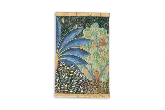 Image 1 of Painted Canvas Representing Monkeys on a Fruiter Tree. Contemporary.