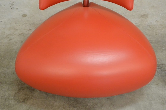 Image 1 of Red leather Leolux Pallone armchair