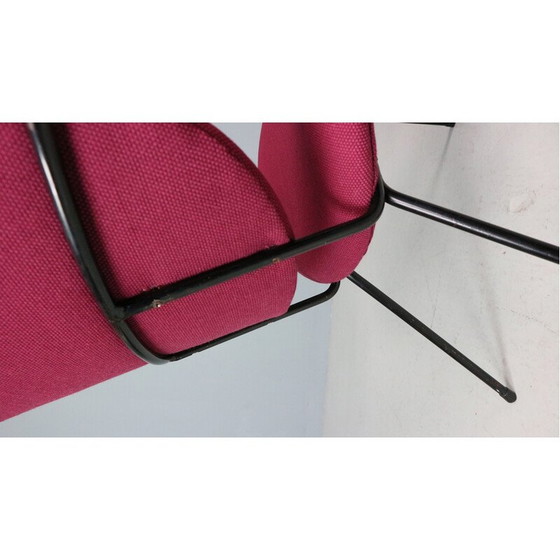 Image 1 of Vintage model 302 armchair in metal and purple fabric by W.H. Gispen for Kembo, 1950