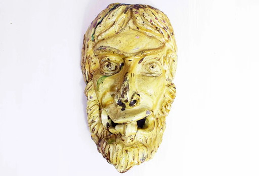 Enamelled ceramic faun head