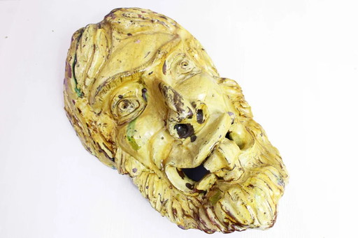 Enamelled ceramic faun head