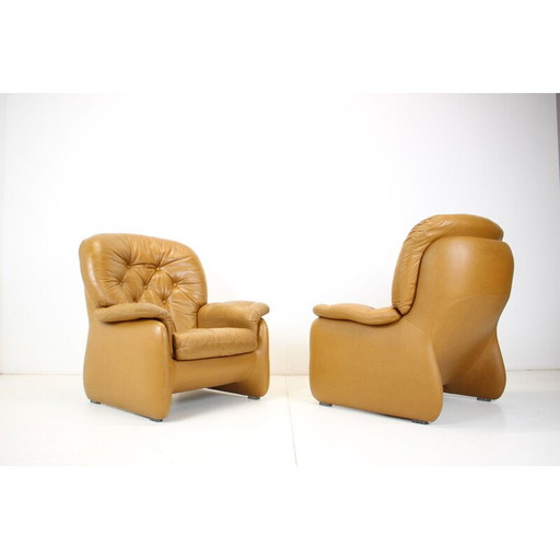 Pair of vintage leather armchairs, Italy 1970