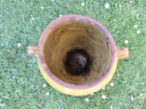 Image 1 of Antique Yellow Glazed Terracotta Pot À Confit