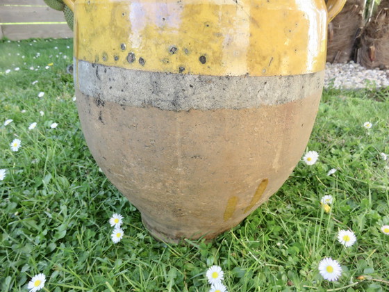 Image 1 of Antique Yellow Glazed Terracotta Pot À Confit