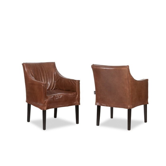 Image 1 of Pair of vintage Lintello armchairs in camel leather, Netherlands 1970