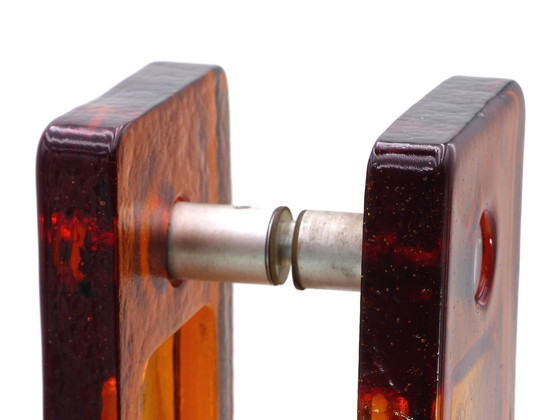 Image 1 of Pair Of Double Orange Glass Handles 1970