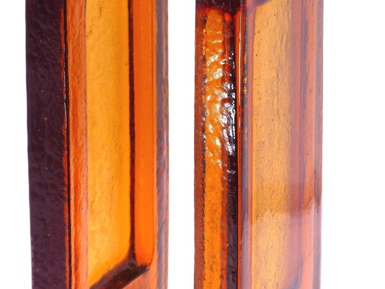 Image 1 of Pair Of Double Orange Glass Handles 1970
