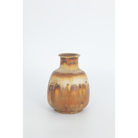 Image 1 of Vintage brown stoneware collectible vase by Gunnar Borg for Höganäs Ceramics, Sweden 1960