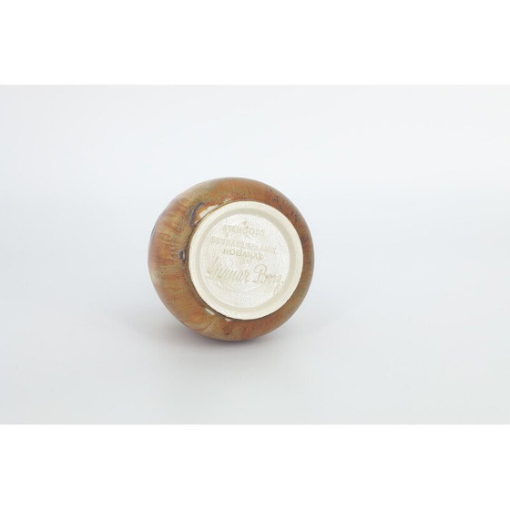 Image 1 of Vintage brown stoneware collectible vase by Gunnar Borg for Höganäs Ceramics, Sweden 1960