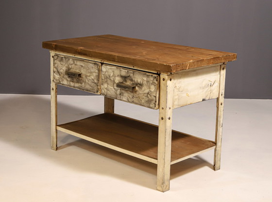 Image 1 of Industrial Iron Kitchen Table From The 1950S, Czechoslovakia