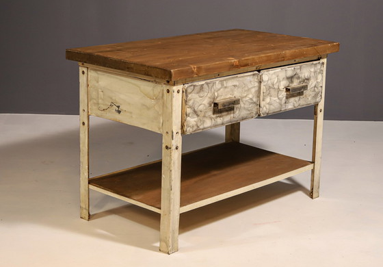 Image 1 of Industrial Iron Kitchen Table From The 1950S, Czechoslovakia