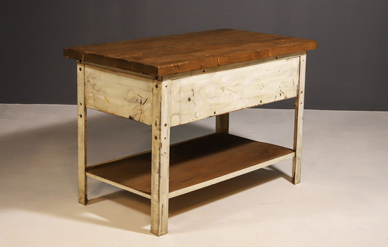 Image 1 of Industrial Iron Kitchen Table From The 1950S, Czechoslovakia