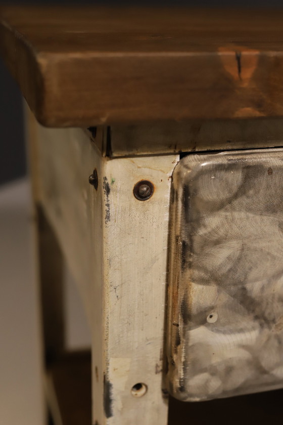 Image 1 of Industrial Iron Kitchen Table From The 1950S, Czechoslovakia