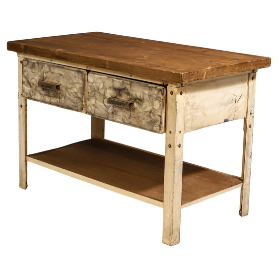 Image 1 of Industrial Iron Kitchen Table From The 1950S, Czechoslovakia