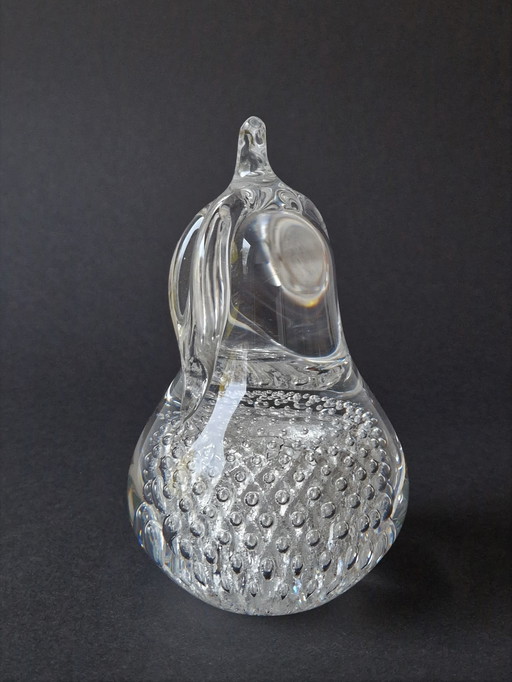 FM Konstglas - Solid pear with silver dust - Glass art