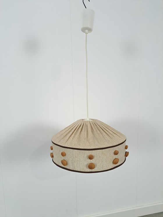 Image 1 of Fabric Pendant Lamp With Wooden Details