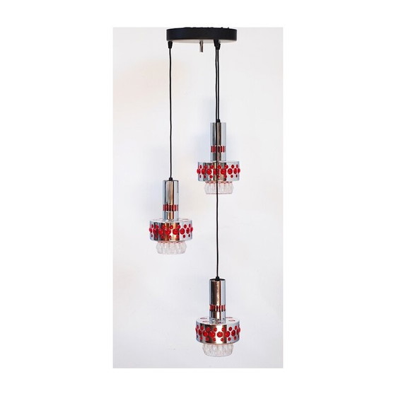 Image 1 of Lampada a sospensione vintage in lamiera, plastica e vetro, 1970