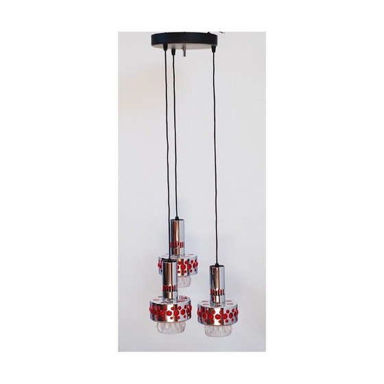 Image 1 of Lampada a sospensione vintage in lamiera, plastica e vetro, 1970