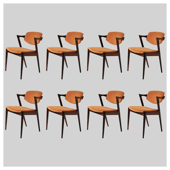 Image 1 of Set of 8 vintage rosewood dining chairs by Kai Kristiansen for Schous Møbelfabrik, 1960s