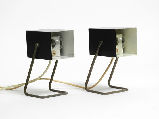 Image 1 of Pair Of Beautiful Mid Century Modern Metal Lamps From Kaiser Leuchten