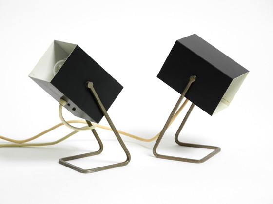 Image 1 of Pair Of Beautiful Mid Century Modern Metal Lamps From Kaiser Leuchten