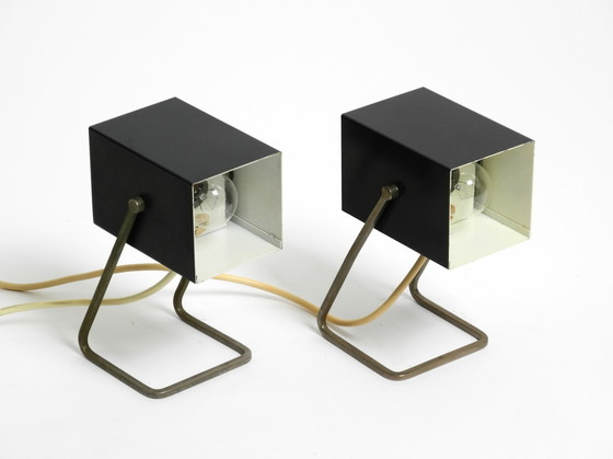 Image 1 of Pair Of Beautiful Mid Century Modern Metal Lamps From Kaiser Leuchten