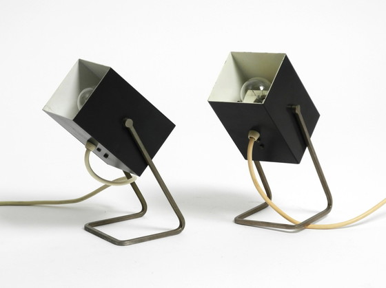 Image 1 of Pair Of Beautiful Mid Century Modern Metal Lamps From Kaiser Leuchten