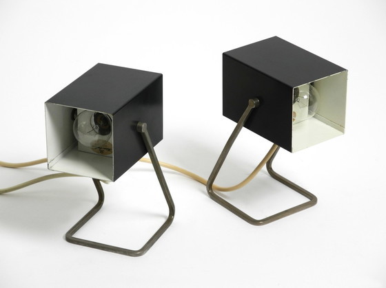 Image 1 of Pair Of Beautiful Mid Century Modern Metal Lamps From Kaiser Leuchten