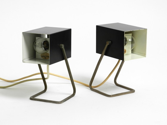 Image 1 of Pair Of Beautiful Mid Century Modern Metal Lamps From Kaiser Leuchten