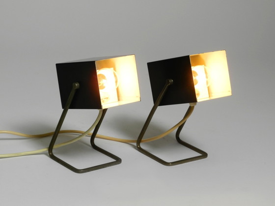 Image 1 of Pair Of Beautiful Mid Century Modern Metal Lamps From Kaiser Leuchten