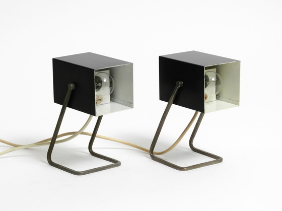 Image 1 of Pair Of Beautiful Mid Century Modern Metal Lamps From Kaiser Leuchten