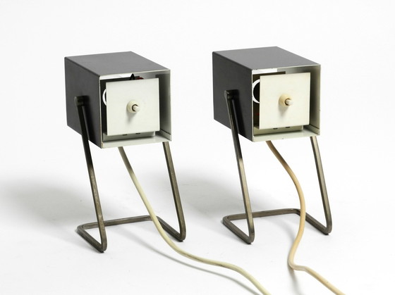 Image 1 of Pair Of Beautiful Mid Century Modern Metal Lamps From Kaiser Leuchten