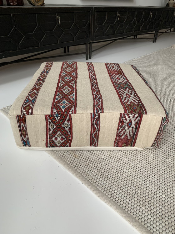 Image 1 of Moroccan Kelim Floor Cushion / Footstool 60X60X22Cm