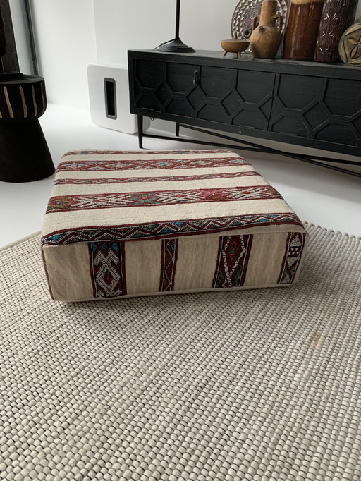 Moroccan Kelim Floor Cushion / Footstool 60X60X22Cm