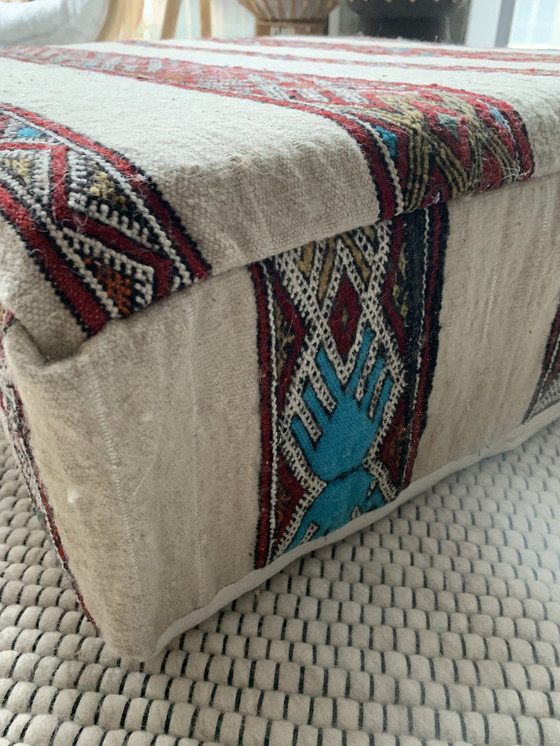 Image 1 of Moroccan Kelim Floor Cushion / Footstool 60X60X22Cm