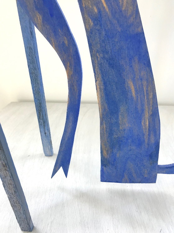 Image 1 of Klaas Gubbels wooden Object blue table + kettle