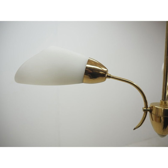 Image 1 of Vintage brass and glass chandelier, Czechoslovakia 1960