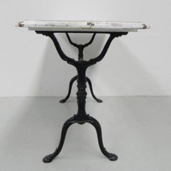 Image 1 of Bistro Table Wooden Top on Cast Iron Frame - 1930s