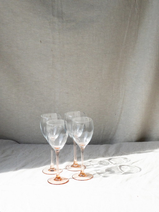 4x pink luminarc rose wine glasses