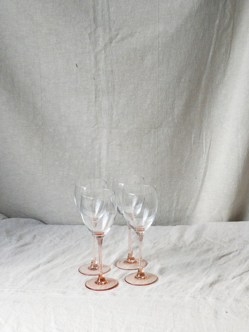 4x pink luminarc rose wine glasses