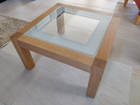 Image 1 of 2x Oak coffee tables with glass top